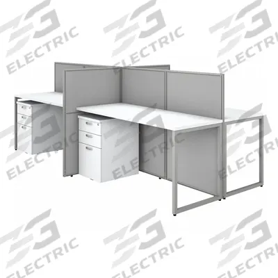 BUSH BUSINESS FURNITURE Modular Cubicle Workstation: 45 in Overall Ht, 119 in Overall Wd - Office Cubicles with Privacy Panels