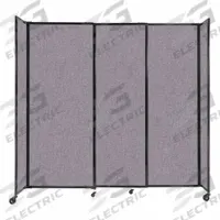 VERSARE Room Divider: 3 Panels, Opaque, Cloud Gray Panel, 82 in Overall Ht, 86 in Overall Wd, Fixed (MPN 1911008). Key specifications — Ballistic Standards: NIJ Level III-A; Frame Finish: Powder Coated; Frame Material: Aluminum; Mounting Location: Freestanding; Panel Color: Cloud Gray; Panel Surface Material: Fabric.