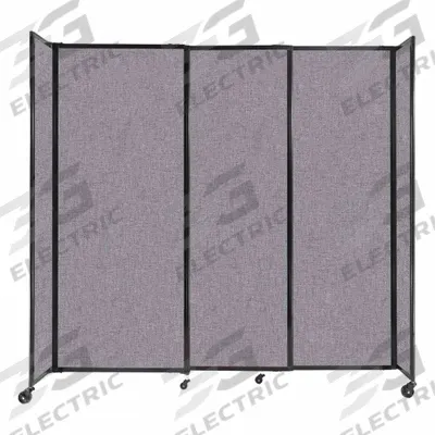 VERSARE Room Divider: 3 Panels, Opaque, Cloud Gray Panel, 82 in Overall Ht, 86 in Overall Wd - Bullet-Resistant Room Dividers