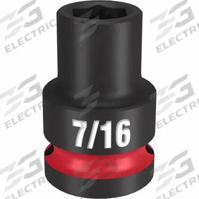 MILWAUKEE Standard Impact Socket: 1/2 in Drive Size, SAE, 7/16 in Socket Size, 6-Point - 1/2" Drive Impact Sockets