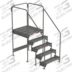 EGA Work Platform: 3.8 ft Platform Ht - Max, 34.6 in x 38.3 in, Steel, 500 lb Load Capacity (MPN CW5-45-5-3). Key specifications — Folding: Not Foldable; Mobility: Stationary; Use Location: Indoor; Brand: EGA; Color: Gray; Exit Direction: Forward; Height Adjustability: Adjustable Height; Includes Handrails: Handrails Included.