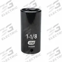 GEARWRENCH General Purpose Impact Sockets: 1/2 in Drive Size, SAE, 1 1/8 in Socket Size, 6-Point (MPN 84558N). Key specifications — attr1215501: GEARWRENCH; attr1215515: Black Oxide; attr1215518: 1-1/8 in.