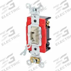 LEVITON Wall Switch: Locking Switch, 3-Way, Maintained, Ivory, 120/277V AC, 20 A (MPN 1223-2IL). Key specifications — Illuminated: No; Voltage Rating: 120/277V AC.