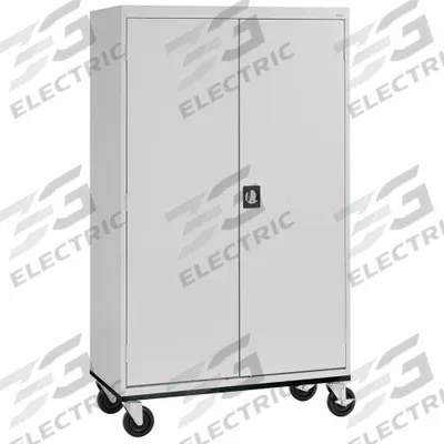 SANDUSKY Storage Cabinet: Hanging Rods/Shelves, Full Ht (59" and Taller), 46 in Overall Wd - Commercial Mobile Wardrobe Cabinets
