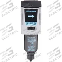 WILKERSON Compressed Air Filter: Coalescing, 1/4 in NPT, 0.5 micron, 12.7 cfm, Metal Bowl, M08 (MPN M08-02-BL00B). Key specifications — attr110055: M08; attr110008: WILKERSON.