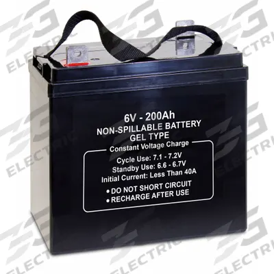 APPROVED VENDOR Sealed Lead Acid Battery: 6V DC, 200 Ah Capacity, 9.72 in Ht, 7.13 in Wd - Gel Sealed Lead Acid Batteries