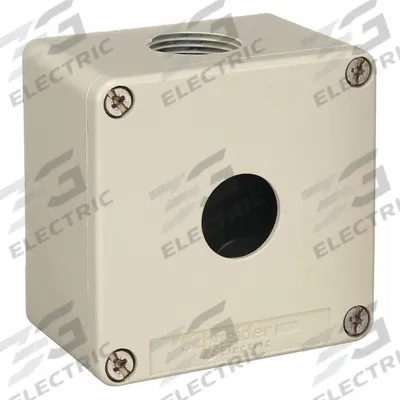 SCHNEIDER Push Button Enclosure: 22mm, 1 Holes, Cast Zinc - Enclosures for 22mm Operators