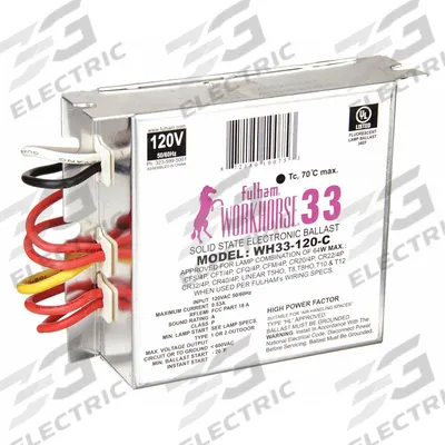 FULHAM Fluorescent Ballast: 120V AC, 1/2/3/4 Lamps Supported - Instant Start Electronic Fluorescent Ballasts