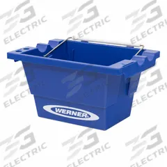 WERNER Ladder Tool Bucket: For Stepladders, Plastic, 15.3 in Overall Lg, 16.3 in Overall Wd (MPN AC50-JB-3). Key specifications — Color: Blue; Compatible Ladder Type: Stepladders; Material: Plastic; Product Type: Tool Bucket; Brand: WERNER.