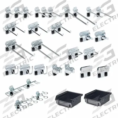 TRITON PRODUCTS Pegboard Hook Assortment Kit: 15 1/4 in x 10 1/2 in x 2 1/2 in, 28 Hooks - Hook & Toolholder Assortments for Square-Hole Pegboard