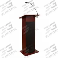 OKLAHOMA SOUND Sound Lectern: Mahogany, Clip-On/Handheld, Laminate, 46 in Overall Ht, Stationary (MPN 111PLS-MY/LWM-5). Key specifications — Color: Mahogany; Brand: OKLAHOMA SOUND; Includes Battery: No; Material: Laminate; Sound System Included: Clip-On Microphone; Includes Document Rail: Yes.