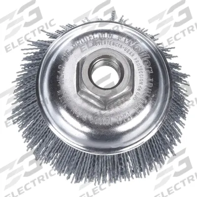 WEILER Cup Brush: Crimped Abrasive Nylon, 3 1/2 in Dia, 0.035 in Fill Dia - Deburring Brushes for All Metals