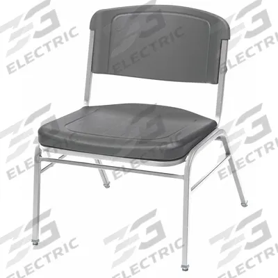 ICEBERG Stacking Chair: Plastic Seat, Steel Frame, Seat Color Charcoal, Frame Color Silver - Plastic Stackable Chairs