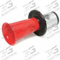 WOLO Electric Horn: 12V DC, Low Tone, Electric, Red, Chrome Plated, 114 dB Sound Level - Max, Trucks (MPN 330). Key specifications — Type: Low Tone; Brand: WOLO; Compatible Vehicle Type: Trucks; Finish: Chrome Plated; Includes: Installation Instructions; Color: Red.