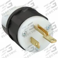 LEVITON Straight Blade Plug: 6-20P, 250V AC, 20 A, 2 Pole, 3 Blade, Black/White (MPN 5466-C)