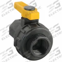 BANJO Manual Two-Way Ball Valve: 1 in, Polypropylene, Straight, FNPT x FNPT Union, Three-Piece (MPN SUV100FP). Key specifications — Brand: BANJO; Handle Type: Lever; Handle: Lever.