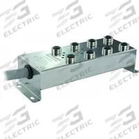 MURRELEKTRONIK M12 distribution block: MVP12 Steel F&B, 8 Ports, 5 Pole M12 Female, 10 m Cable Lg (MPN 8044-78510-4531000). Key specifications — IP Rating: IP69K; Features: Stainless Steel Housing.
