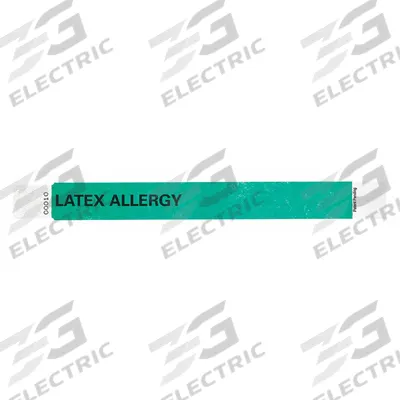 ID Wristband: Latex Allergy, 10 in Overall Lg, 1 in Overall Wd, Tyvek, Green - Security Wristbands