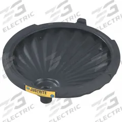 JUSTRITE Drum Funnel: No Lid, Black, No Flame Arrester, 21 in x 3 1/4 in, 2 in Unthreaded (MPN 28680). Key specifications — Brand: JUSTRITE; Funnel Material: Polyethylene; For Use With: 55 gal Drums; Color: Black; Lid Type: No Lid; Flame Arrester Ht: No Flame Arrester; Lid Type (sublevel): No Lid.