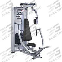 PROMAXIMA Chest/Pec Press: Steel, Powder Coated, Gray, Black, Vinyl, 68 in Overall Lg, 1 Stations (MPN P-1500)