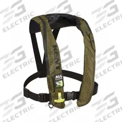 KENT SAFETY Life Jacket: Green, Type V, 35 lb Buoyancy, SOLAS-Grade Reflective, Universal (MPN 132802-400-004-19). Key specifications — Color: Green; Brand: KENT SAFETY; Buoyant Material: CO2; Closure: Belt; Inflation Mechanism: Automatic with Manual Backup; Style: Life Jacket; Product Type: Personal Flotation Device; Standards: USCG Approved.