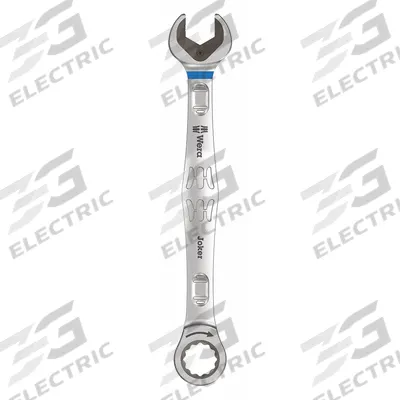 WERA Combination Wrench: Alloy Steel, Nickel Chrome, 19 mm Head Size, 9 5/8 in Overall Lg - Metric Spline Ratcheting Combination Wrenches