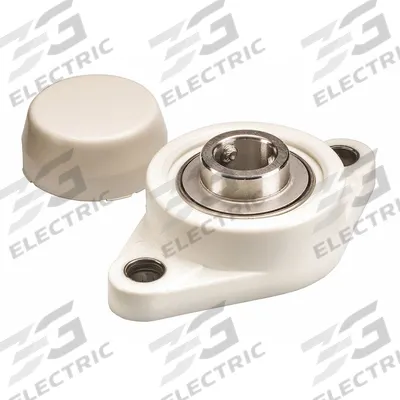 NTN 2 Bolt Flange Bearing: Radial Ball, 1 7/16 in Bore, Polymer, Set Screws - Food-Grade Flange-Mount Ball Bearings