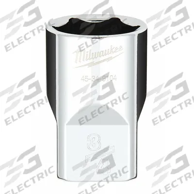 MILWAUKEE Standard Socket: SAE, 1/2 in Drive Size, 3/4 in Socket Size, 6-Point, Std - Anti-Roll Hand Sockets