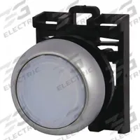 EATON Flush Push Button: 22 mm Mounting Size, Non-Metallic, Maintained (MPN M22-DRL-W). Key specifications — Brand: EATON; Action: Maintained; Series: M22; Push Button Material Type: Non-Metallic.