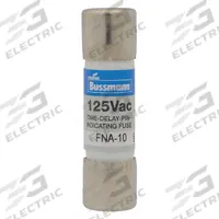 BUSSMANN Fuse: FNA Series, Midget, Time-Delay, 600 mA, 250 V AC, 13/32 in x 1 1/2 in, Indicating (MPN FNA-6/10). Key specifications — Series: FNA; Brand: BUSSMANN.