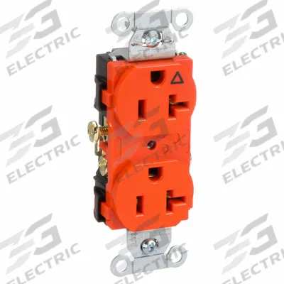 HUBBELL Receptacle: Duplex, 5-20, Orange, 125V AC, 20 A, 2 Pole / 3 Wire (MPN IG20CR) - General Purpose Receptacles