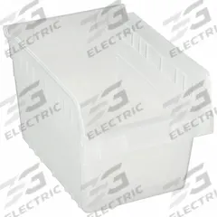 QUANTUM STORAGE SYSTEMS Shelf Bin: 11 5/8 in Overall Lg, 8 3/8 in x 8 in, Clear, Nesting Capable (MPN QSB807CL). Key specifications — attr1179622: QUANTUM STORAGE SYSTEMS; attr1179611: 0%; attr1179616: QSB807CL; attr1179624: Dividers Not Included; attr1249172: Not Electrostatic Discharge Conductive.