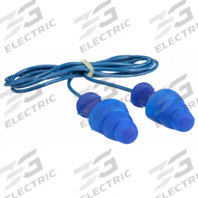 HOWARD LEIGHT BY PIP Ear Plugs: Flanged, 25 dB NRR, Metal-Detectable, Corded, Reusable, Blue - Flanged-Shaped Earplugs