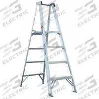 WERNER Platform Stepladder: 4 ft Ladder Size, Aluminum, 300 lb Load Capacity, 17 lb Wt (MPN P374). Key specifications — Brand: WERNER; Included Features: Guard Rail.