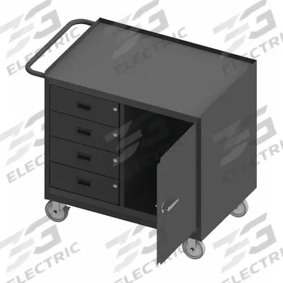 DURHAM MFG Mobile Cabinet Workbench: 36 in x 24 in, Steel, 1,200 lb Overall Load Capacity - Mobile Cabinet Benches with Drawers