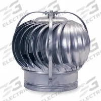 Wind-Driven Turbine Exhaust Ventilator: 35 3/4 in Head Dia, 24 in Throat Dia, 2,350 cfm @ 4 mph (MPN TV24G). Key specifications — Bracing Location: External; Housing Material: Steel; Bearing Type: Oilless Bronze Upper Bearing; Brand: EMPIRE.