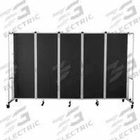 NATIONAL PUBLIC SEATING Room Divider: 5 Panels, Translucent, Black Panel, 6 ft Overall Ht, PET Panel (MPN RDG6-5PT10). Key specifications — Sub-brand: National Public Seating; Frame Finish: Unfinished; Frame Material: Aluminum; Mounting Location: Freestanding; Panel Color: Black; Panel Surface Material: PET.