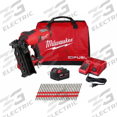 MILWAUKEE Nail Gun Kit: Framing, Combo, (1) 5.0 Ah, Plastic, Strip Collation, 21° - Milwaukee Cordless Nailers
