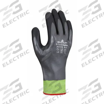 SHOWA Knit Gloves: XL ( 9 ), ANSI Cut Level A6, 3/4, Double Dipped, Nitrile, Nitrile - Light-Duty Cut-Resistant Gloves with Nitrile Coating