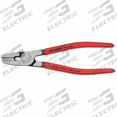 KNIPEX Crimper: Insulated Single Ferrules/Non-Insulated Single Ferrules, Trapezoid Crimp - Pliers-Style Wire Ferrule Crimpers