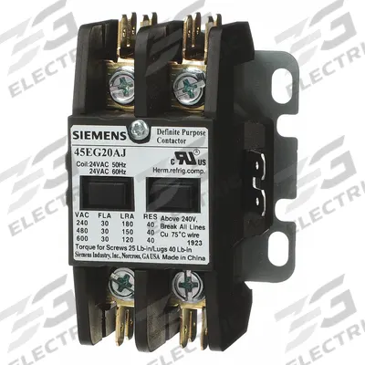 Siemens Definite Purpose Magnetic Contactor: 2 Poles, 480V AC, 30 A - Non-Reversing Definite Purpose Contactors
