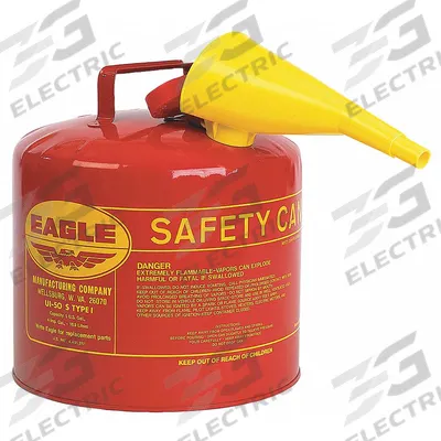 EAGLE Type I Safety Can: For Use With Flammables, 5 gal Capacity, Includes Funnel - Flammable Liquids Safety Cans