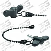 ELESA Hand Knob: Wing, Plastic, 200 mm Nominal Tether Lg, M6 Thread, 18 mm Thread Lg, Blind Hole (MPN 222936-C1). Key specifications — Tether Color: Black; Brand: ELESA; Tether Material: POM-Based Technopolymer.