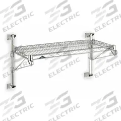 METRO Wire Wall Shelf: 48 in x 24 in, 1 Shelves, 250 lb Load Capacity per Shelf, Post, Silver (MPN SW51C-1-2448). Key specifications — Mounting Mechanism: Post; Material: Steel; Finish: Chrome; Color: Silver; Brand: METRO.