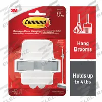 COMMAND Broom Gripper: 4 lb Wt Capacity, 1 Points per Hook, White, 3 in Overall Ht, 3 in Base Ht (MPN 17007-ES). Key specifications — Brand: COMMAND; Color: White.