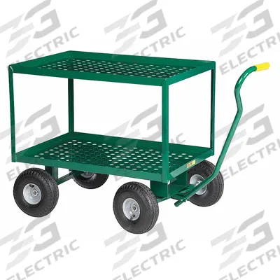 LITTLE GIANT Wagon Truck: 1,200 lb Cap, 36 in L x 24 in W x 32 in H Deck, J-Shaped - Flow-Through Lipped Metal Deck Trucks