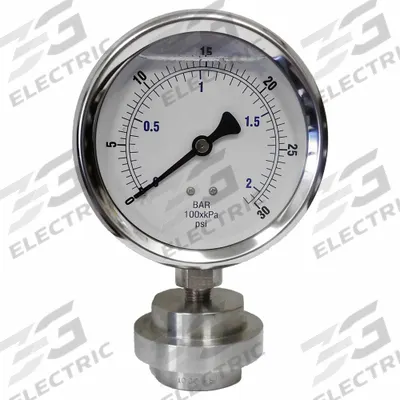 KODIAK CONTROLS Pressure Gauge: 0 psi to 30 psi, KC301, 4 in Dial, 316 Stainless Steel - Dial Pressure Gauges with 316 SS Female-Threaded Mini-Seal