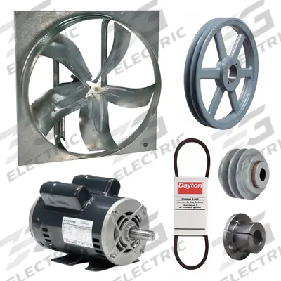 Dayton Exhaust Fan with Drive Package: Belt Drive, 54 in Blade, 2 hp, 32,589 cfm - Belt-Drive Panel Exhaust Fans with Drive Package