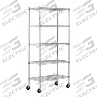 APPROVED VENDOR Wire Shelving Unit: 36 in x 18 in x 72 in, Dry, Split Sleeve, 5 Shelves - Mobile Wire Shelving for Dry Use