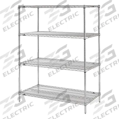 METRO Wire Shelving Unit: Starter, 48 in x 18 in, 74 in Overall Ht, 4 Shelves - Stationary Wire Shelving for Dry Use